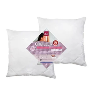 ABEIL Lot de 2 Oreillers a memoire de forme matelasses 60x60 cm blanc