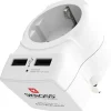 Adaptateur secteur de voyage Europe vers Grande Bretagne + Double chargeur USB - Blanc