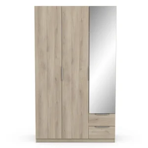 Armoire 3 portes 2 tiroirs 1 miroir L119 cm THIBAULT