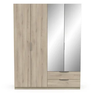 Armoire 4 portes 2 tiroirs 2 miroirs L157 cm THIBAULT