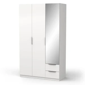 Armoire 3 portes 2 tiroirs 1 miroir L119 cm THIBAULT