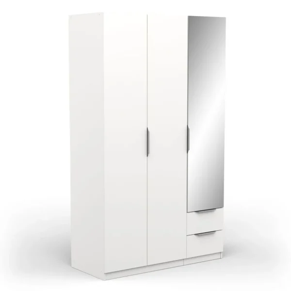 Armoire 3 portes 2 tiroirs 1 miroir L119 cm THIBAULT