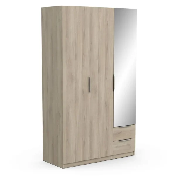 Armoire 3 portes 2 tiroirs 1 miroir L119 cm THIBAULT