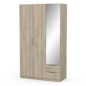 Armoire 3 portes 2 tiroirs 1 miroir L119 cm THIBAULT