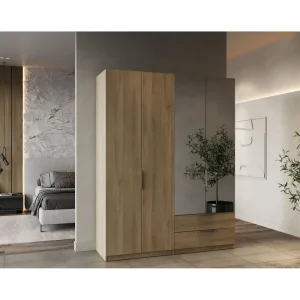 Armoire 4 portes 2 tiroirs 2 miroirs L157 cm THIBAULT