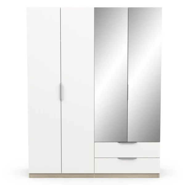 Armoire 4 portes 2 tiroirs 2 miroirs L157 cm THIBAULT