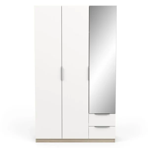 Armoire 3 portes 2 tiroirs 1 miroir L119 cm THIBAULT