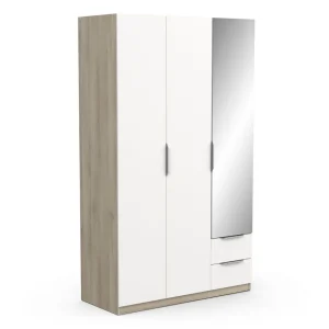 Armoire 3 portes 2 tiroirs 1 miroir L119 cm THIBAULT