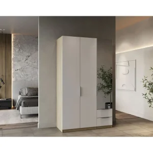 Armoire 3 portes 2 tiroirs 1 miroir L119 cm THIBAULT