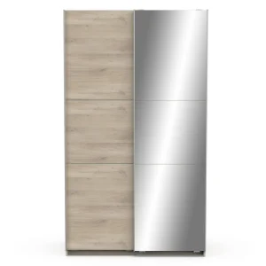 Armoire 2 portes coulissantes 1 miroir L120 cm THIBAULT