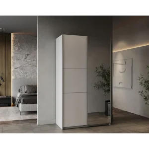 Armoire 2 portes coulissantes 1 miroir L120 cm THIBAULT