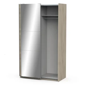 Armoire 2 portes coulissantes 1 miroir L120 cm THIBAULT