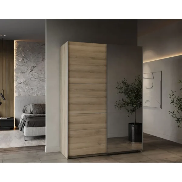 Armoire 2 portes coulissantes 1 miroir L150cm THIBAULT