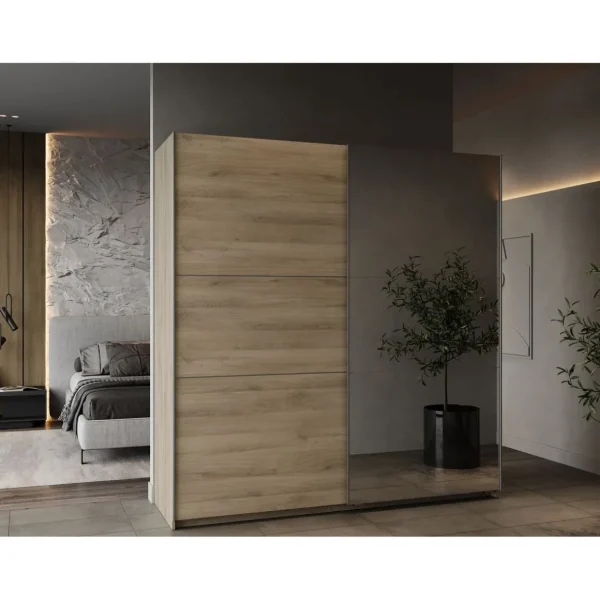 Armoire 2 portes coulissantes 1 miroir L200 cm THIBAULT