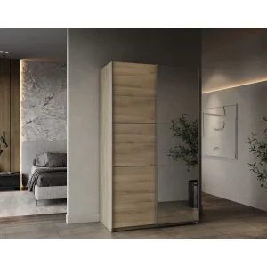 Armoire 2 portes coulissantes 1 miroir L120 cm THIBAULT