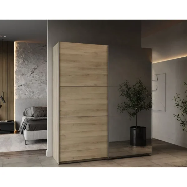 Armoire 2 portes coulissantes 1 miroir L180 cm THIBAULT