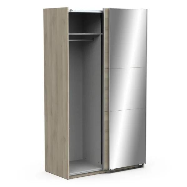 Armoire 2 portes coulissantes 1 miroir L120 cm THIBAULT