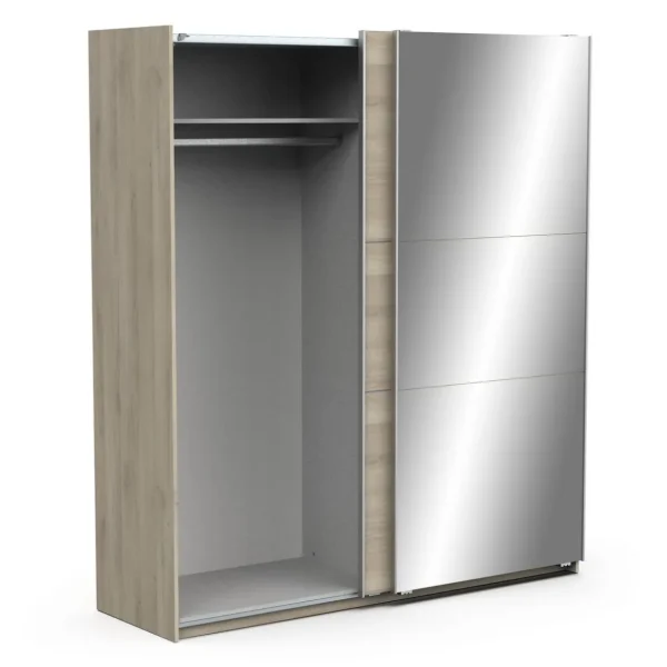 Armoire 2 portes coulissantes 1 miroir L180 cm THIBAULT