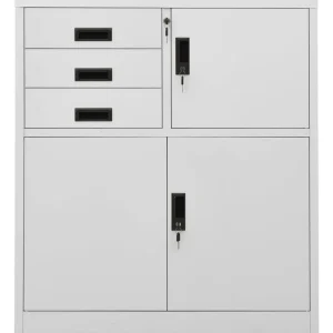 Armoire de bureau Gris clair 90x40x102 cm Acier