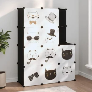 Armoire de rangement pour enfants avec 10 cubes Noir PP