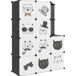 Armoire de rangement pour enfants avec 10 cubes Noir PP