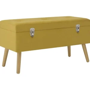 Banc avec compartiment de rangement 80cm Jaune moutarde Velours