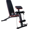 Banc de musculation pliable inclinable réglable 160L x 53l x 106H cm sangles élastiques + support haltères inclus acier noir rouge