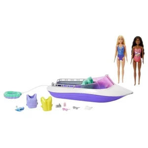 Bateau + 2 poupées Barbie + Accessoires