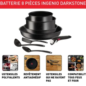 Batterie de cuisine 8 pièces tous feux dont induction DARKSTONE