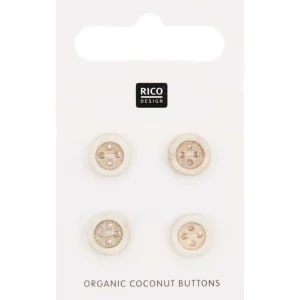 4 boutons en noix de coco - 10 mm