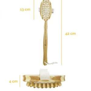 Brosse de massage et de drainage, anti-cellulite en bambou 42 cm avec manche amovible et poignée de maintien