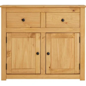 Buffet CANCUN commode en bois style maison de campagne, avec 2 portes et 2 tiroirs en pin massif finition teinté