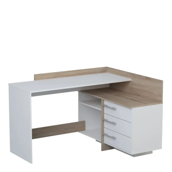 Bureau d'angle 3 tiroirs et rangements L128cm PITA