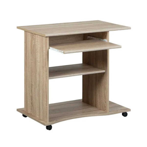 Bureau droit informatique avec tablette coulissante et roulettes L80cm ADRIEN