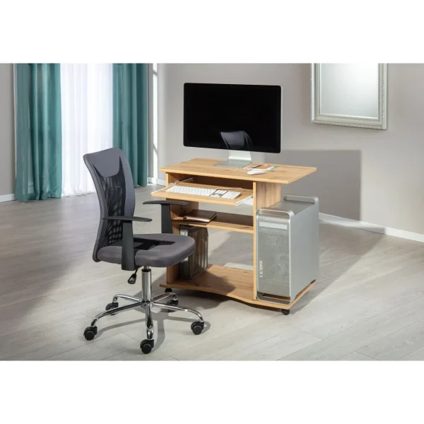 Bureau droit informatique avec tablette coulissante et roulettes L80cm ADRIEN