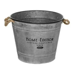 Cache-Pot en Fer Design Zinc 38cm Gris