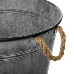 Cache-Pot en Fer Design Zinc 38cm Gris