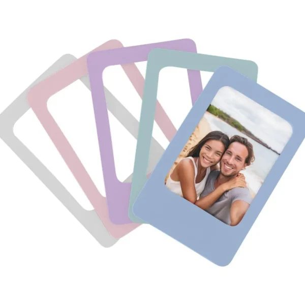 Cadre photo x 5 violet-rose-gris clair- vert et bleu