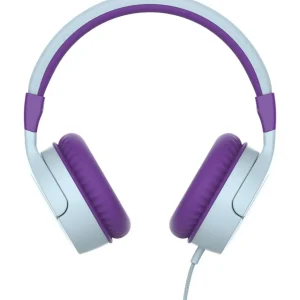 Casque filaire Q1094 pour enfants + 6 autocollants - Violet et Blanc