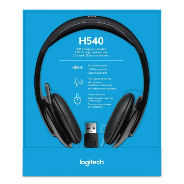 Casque H540 Filaire, Ecouteurs Stéréo Anti-Parasites, USB, pour PC/Mac