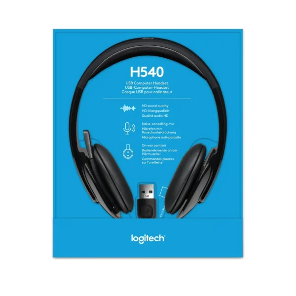 Casque H540 Filaire, Ecouteurs Stéréo Anti-Parasites, USB, pour PC/Mac