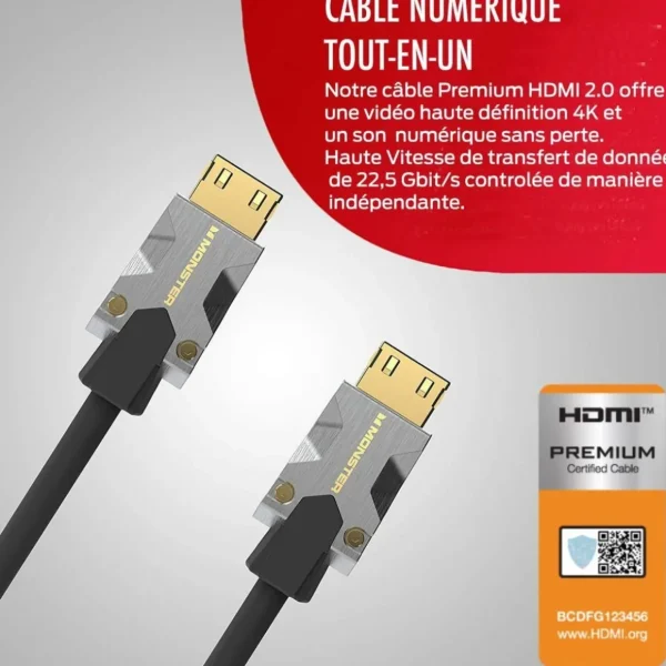 Câble HDMI M1000 UHD 4K HDR 22.5GBPS 5M