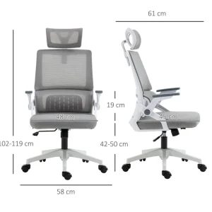 Chaise de bureau ergonomique réglable inclinable pivotante maille polyester gris