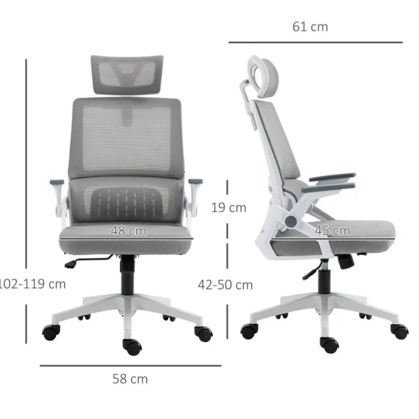 Chaise de bureau ergonomique réglable inclinable pivotante maille polyester gris