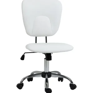 Chaise de bureau visiteur design - hauteur réglable, fonction bascule verrouillable - acier chromé synthétique blanc