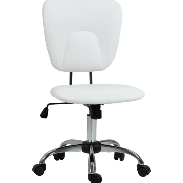 Chaise de bureau visiteur design - hauteur réglable, fonction bascule verrouillable - acier chromé synthétique blanc