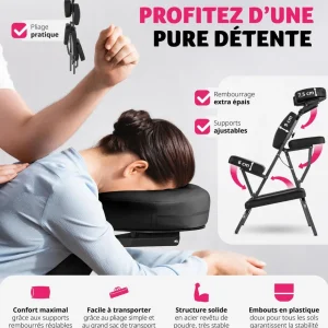 Chaise de massage, avec rembourrage épais, sac de transport