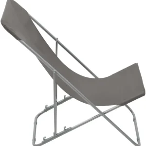 Chaises de plage pliables lot de 2 Acier et tissu oxford Gris