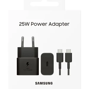 Chargeur rapide Samsung secteur/USB 25W + câble USB C 1M - Noir