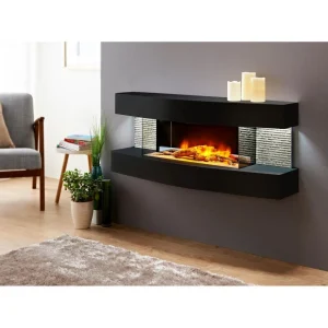 Cheminée électrique design 2000w noir - lounge noire